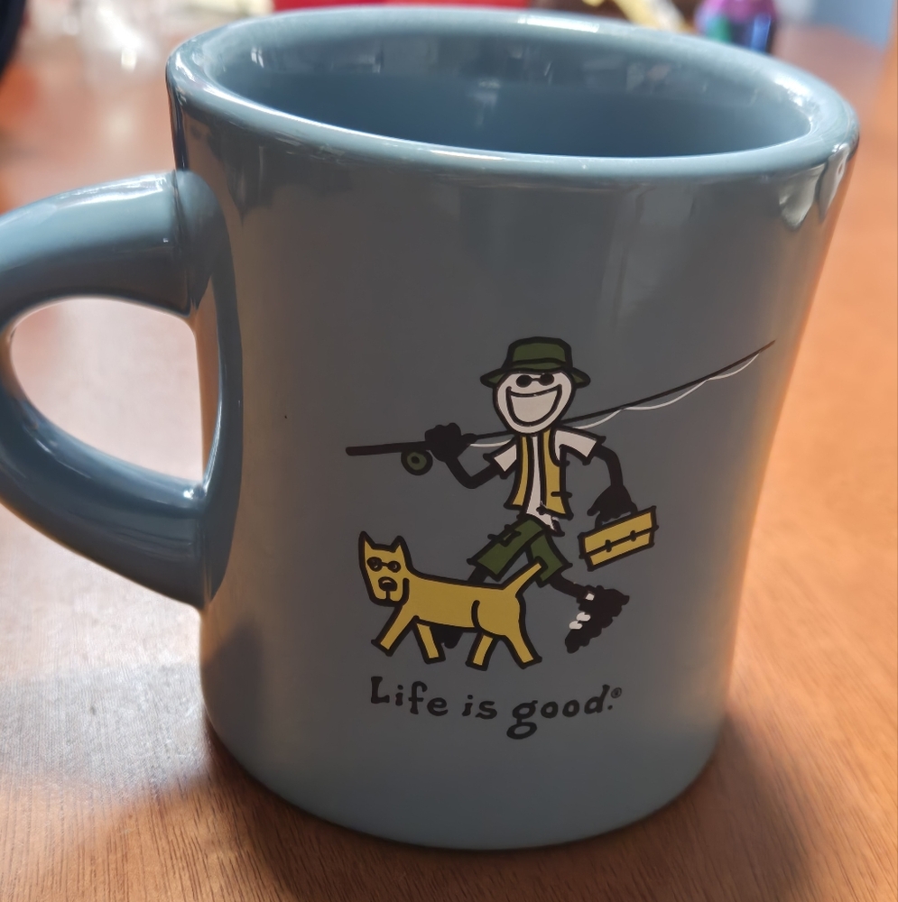 Life is Good Blue Fishing Mug